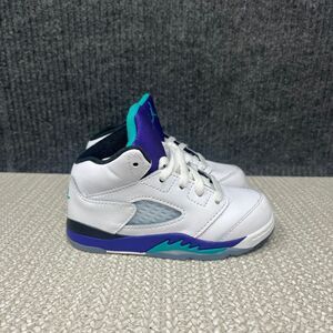 Nike Air Jordan 5 Retro OG White Emerald Grape Toddler Shoes 8C HQ7981-100